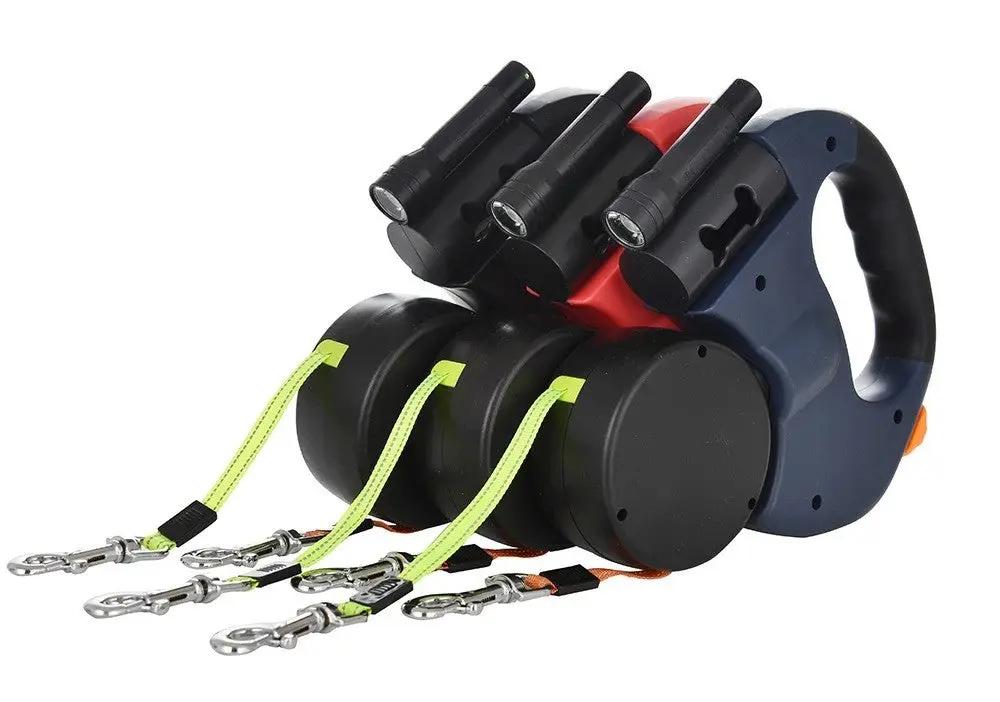 ZampaLux DuoLight - Guinzaglio doppio retrattile 360° con torcia LED integrata™ ZAMPALUX