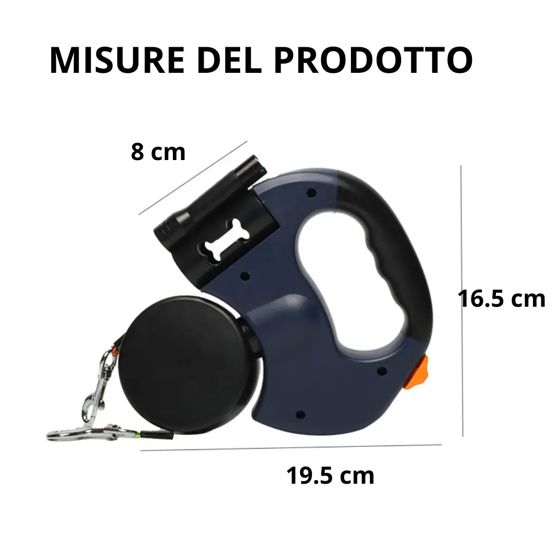 ZampaLux DuoLight  - Guinzaglio doppio retrattile 360° con torcia LED integrata™ ZAMPALUX