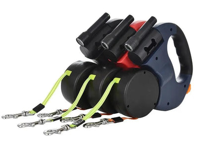 ZampaLux DuoLight - Guinzaglio doppio retrattile 360° con torcia LED integrata™ ZAMPALUX